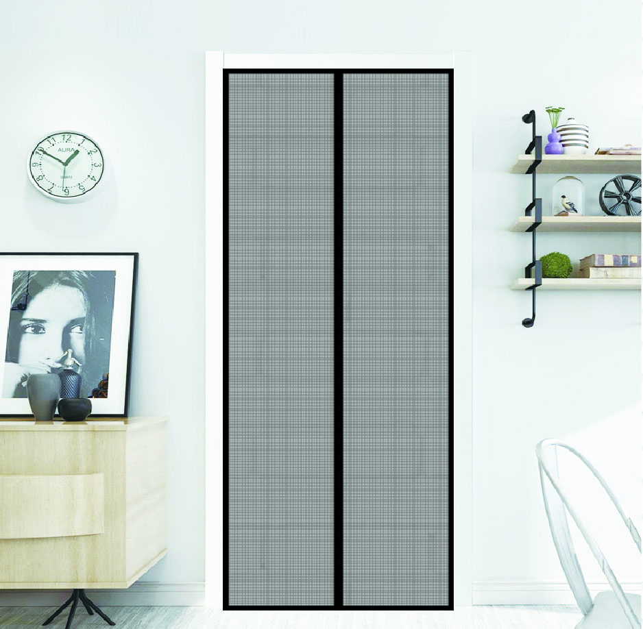 Magnetic Screen Door Fiberglass 20 Mesh Curtain Plastic Coating Black